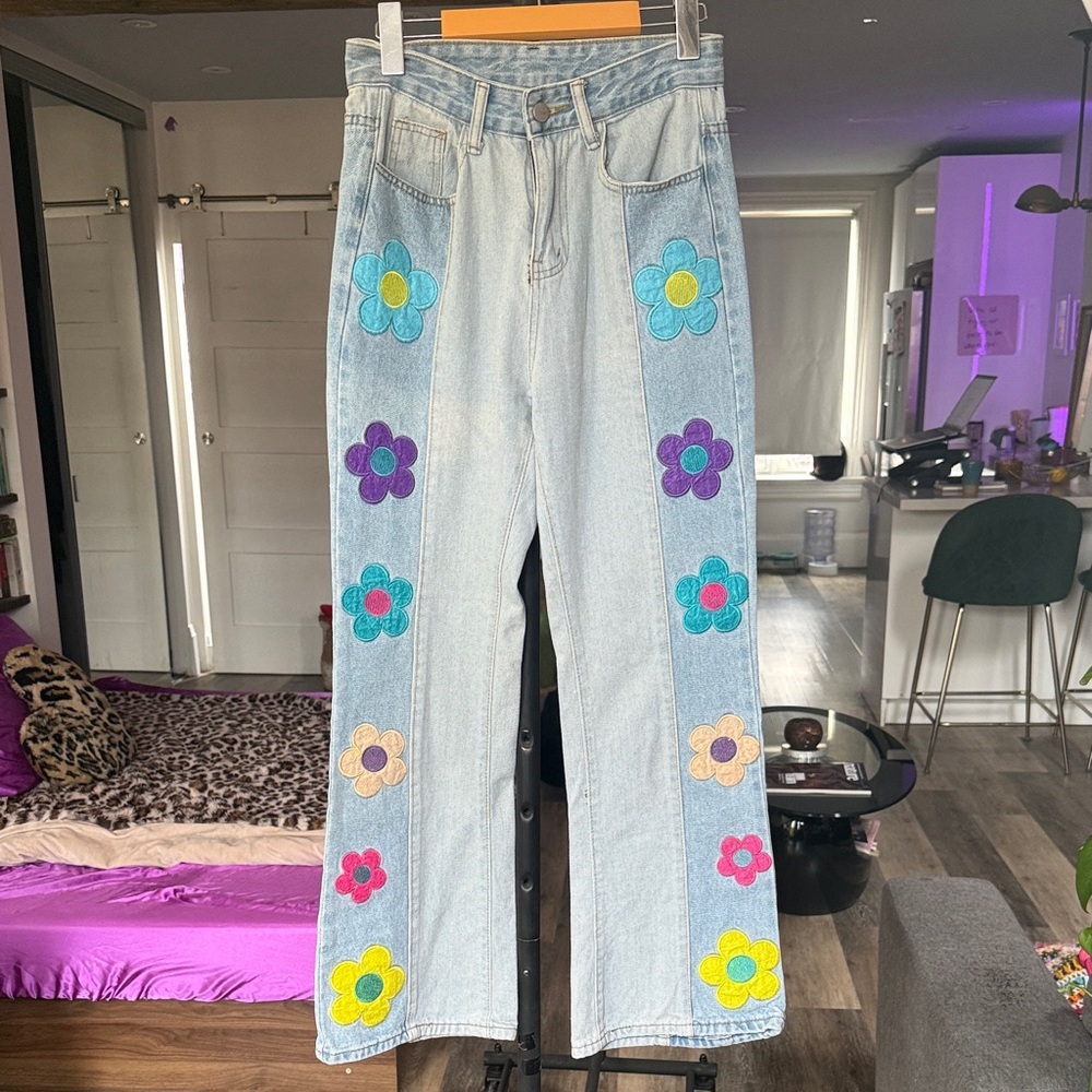 Floral Embroidered Jeans